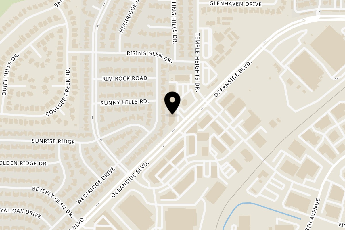 Map showing the location of Sushi 4 Reel on 4750 Oceanside Blvd #A20 in Oceanside
